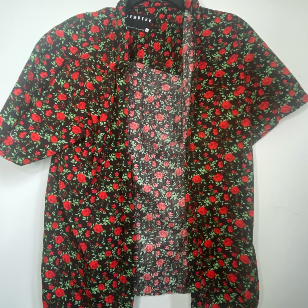 Empyre unisex button up floral shirt